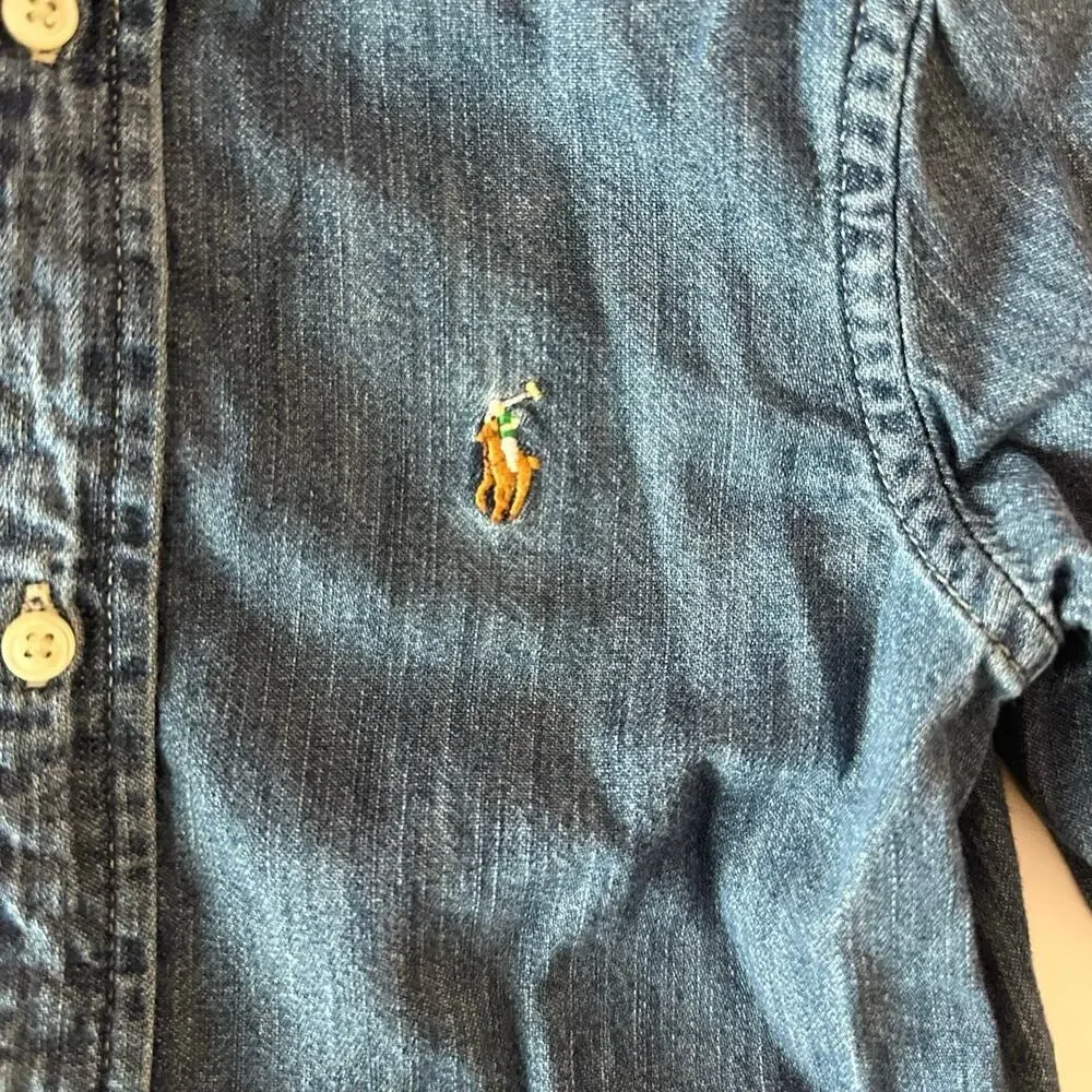 Ralph Lauren Kids Toddler Long Sleeve Button Down Denim Sport Shirt Size 3T